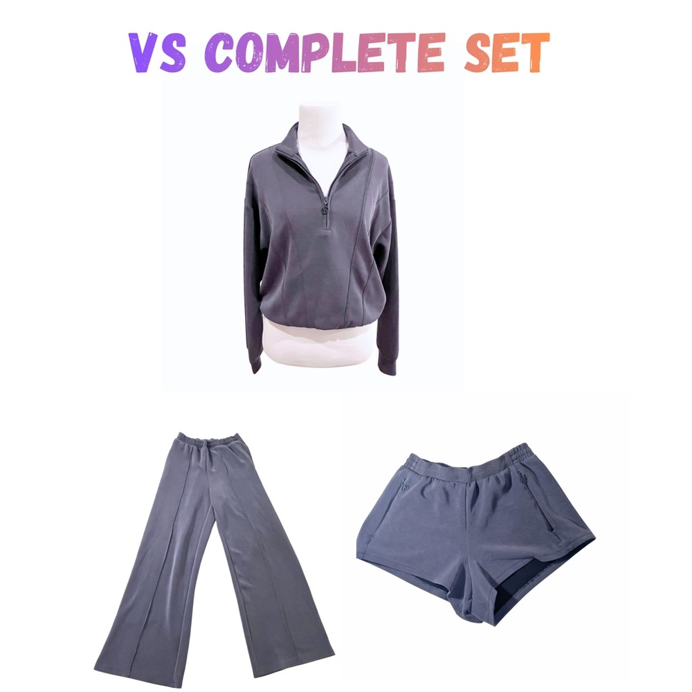 Victoria's Secret 3-Piece Set Featherweight Scuba Knit Casual Wear in Blue/Gray